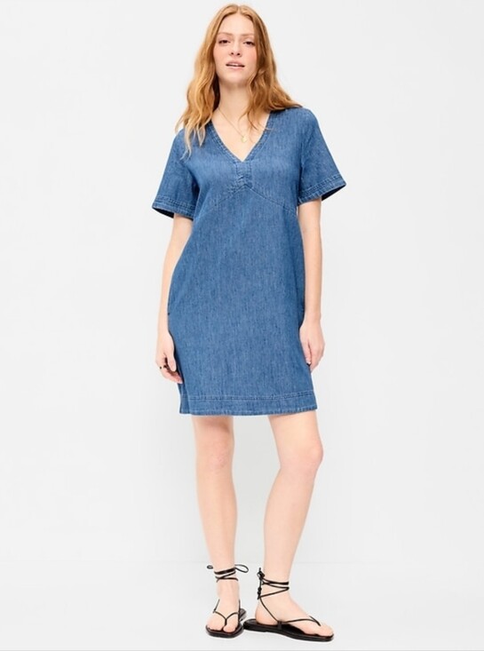 Old Navy Dresses & Skirts - Old Navy Blue Denim V-Neck Midi Dress